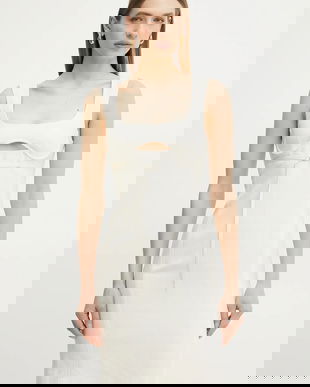 Patrizia Pepe rochie din amestec de in