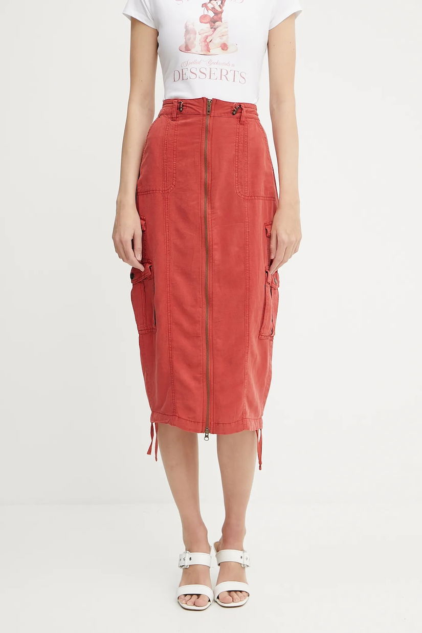 Guess fustă din amestec de in CASEY