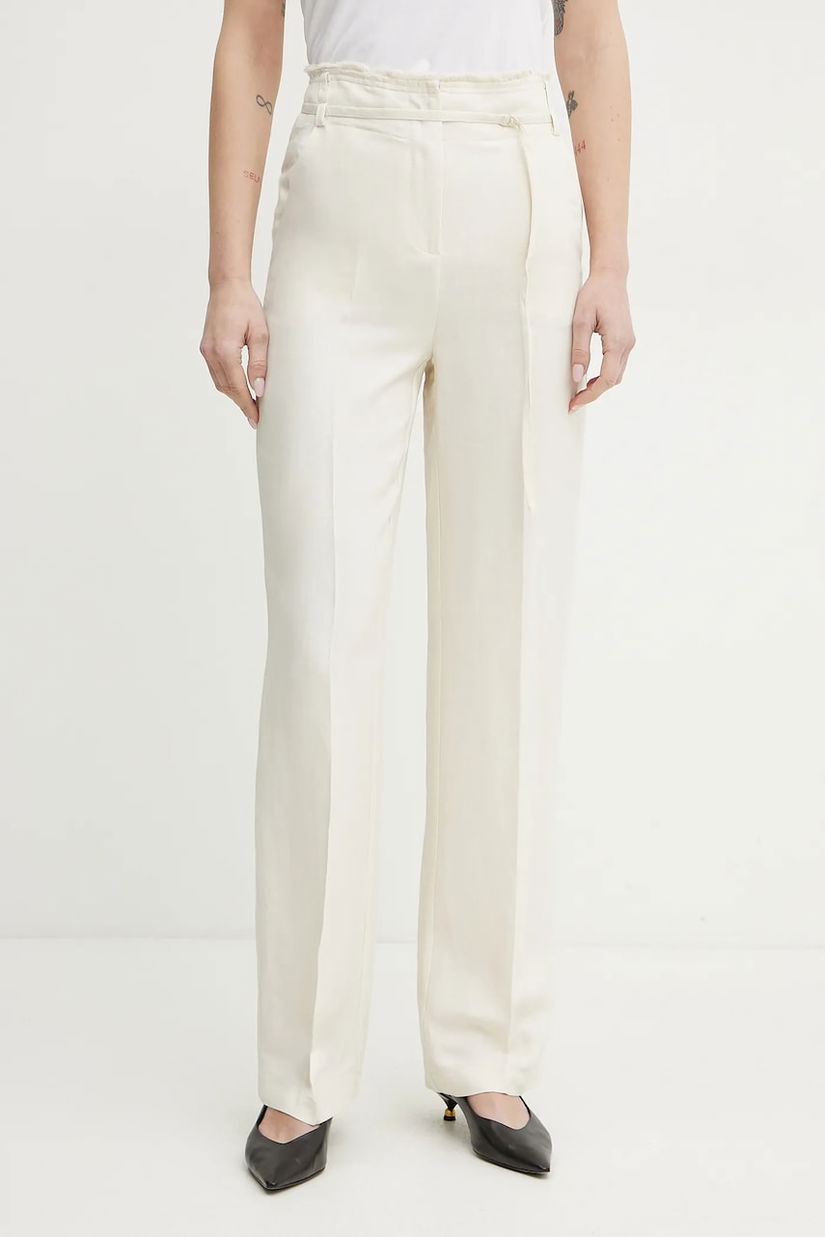 Patrizia Pepe pantaloni din amestec de in