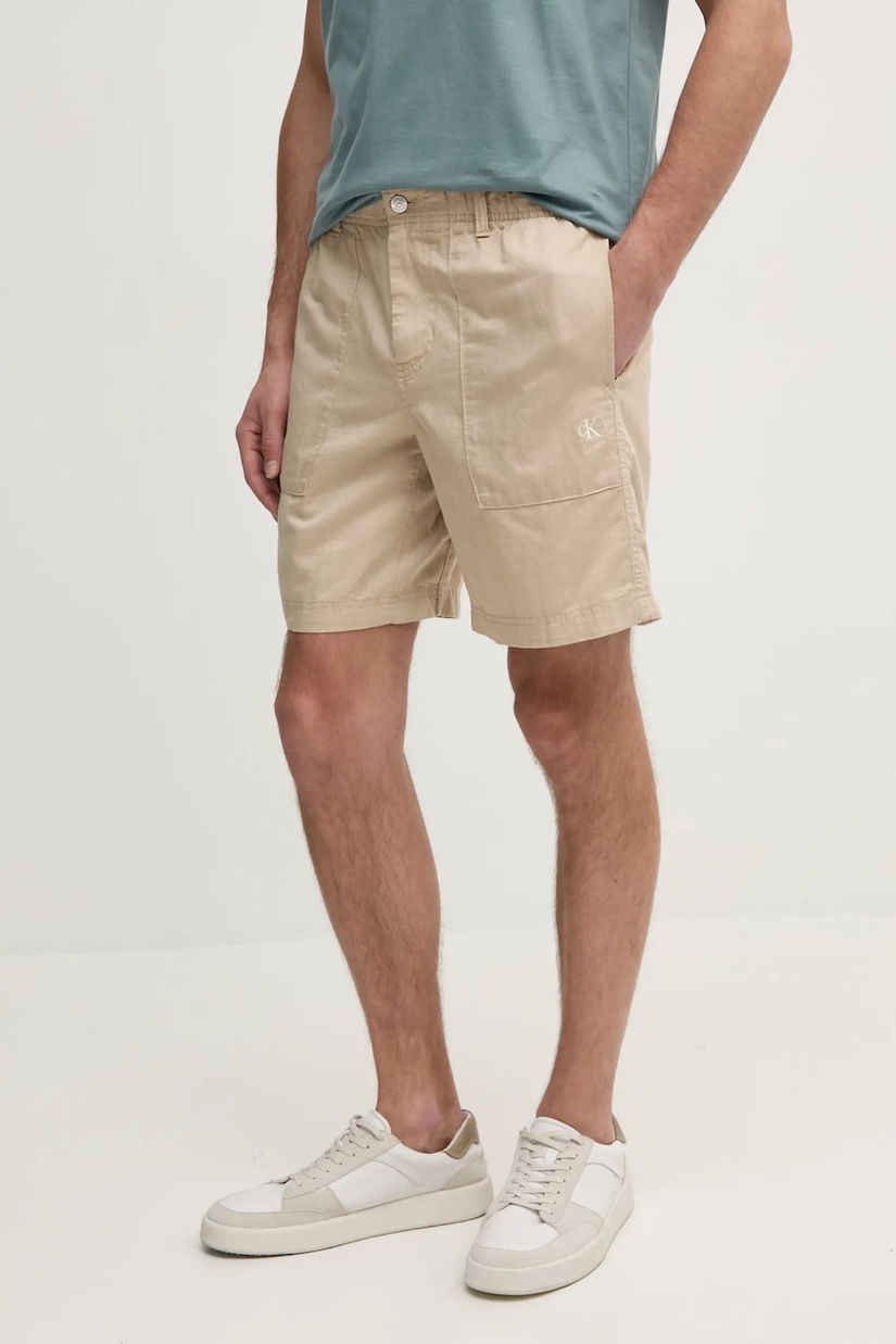 Calvin Klein Jeans pantaloni scurți din amestec de in