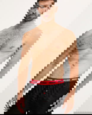 HUGO boxeri de bumbac 3-pack WOVEN BOXER TRIPLET