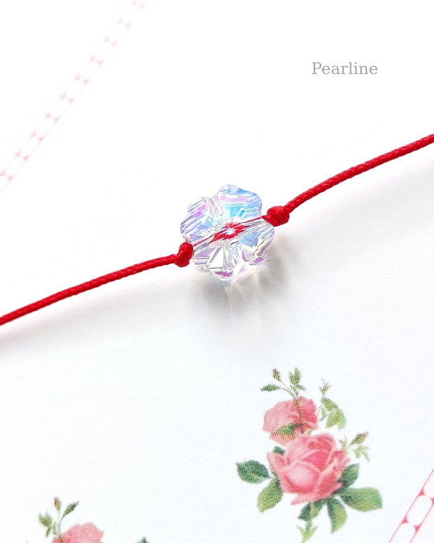 Bratara snur rosu cu cristal Swarovski trifoi