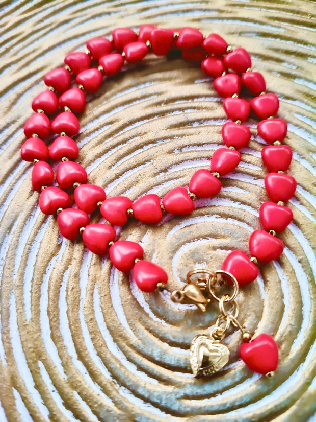 Colier CHOKER MARTISOR inimi howlit rosu