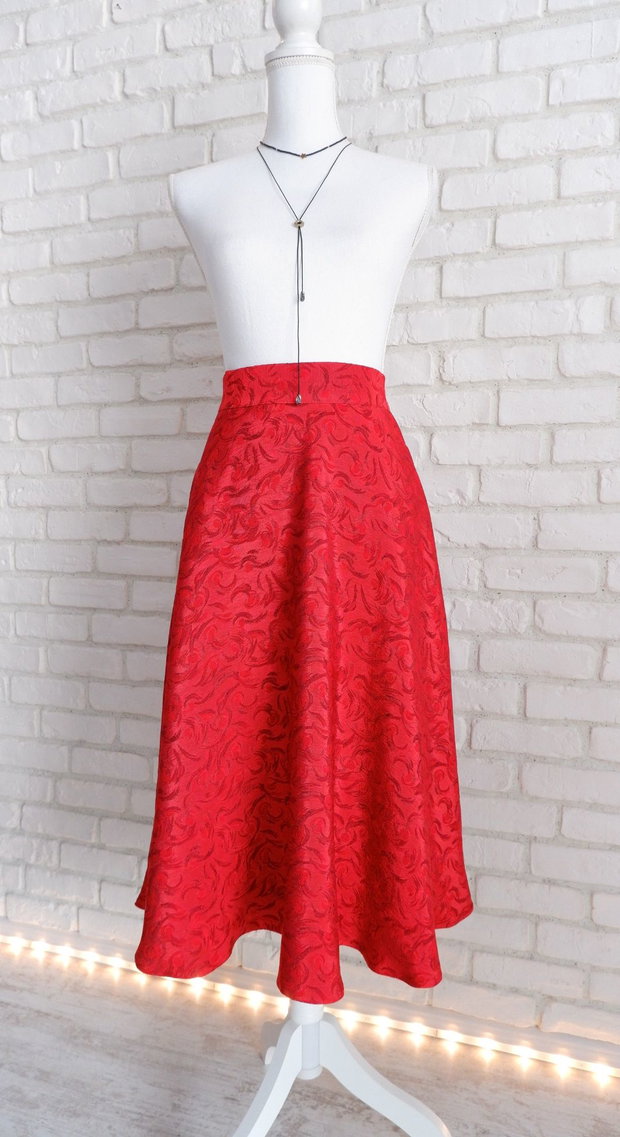 Fusta Midi Eleganta Jacquard