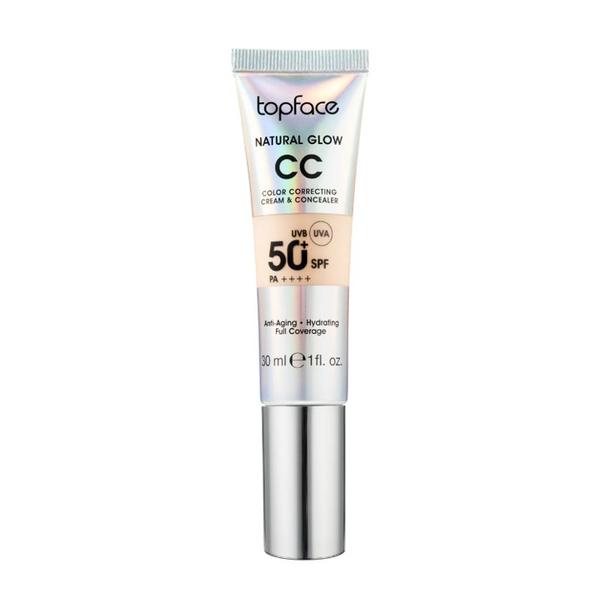 Crema CC cu Protectie Solara SPF 50+ UVB si UVA - Topface Natural Glow CC Color Correcting Cream &amp; Concealer, PT472.001, 30 ml
