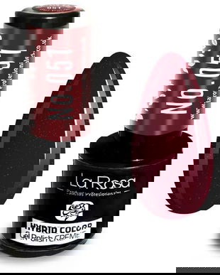 Lac de unghii La Rosa Profesionales Creme hybrid gel 051 bordeaux with gloss, 9 ml