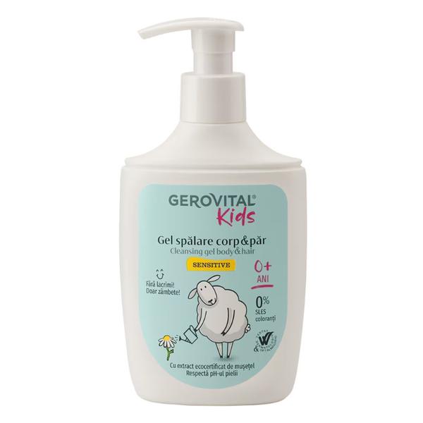 Gel Spalare Corp si Par - Gerovital Kids Cleansing Gel Body & Hair Sensitive, 0+ ani, 300 ml