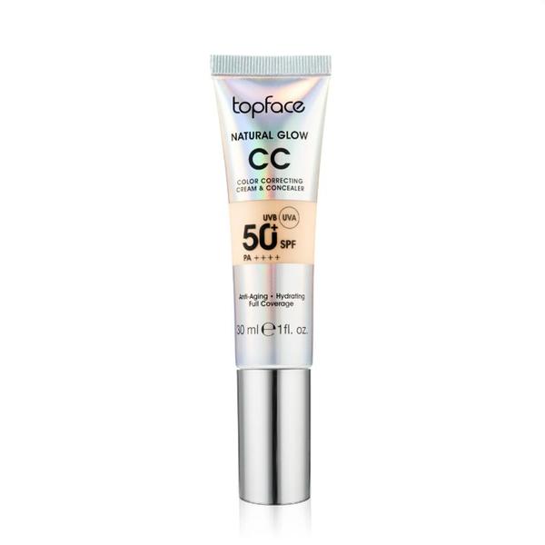 Crema CC cu Protectie Solara SPF 50+ UVB si UVA - Topface Natural Glow CC Color Correcting Cream &amp; Concealer, PT472.002, 30 ml