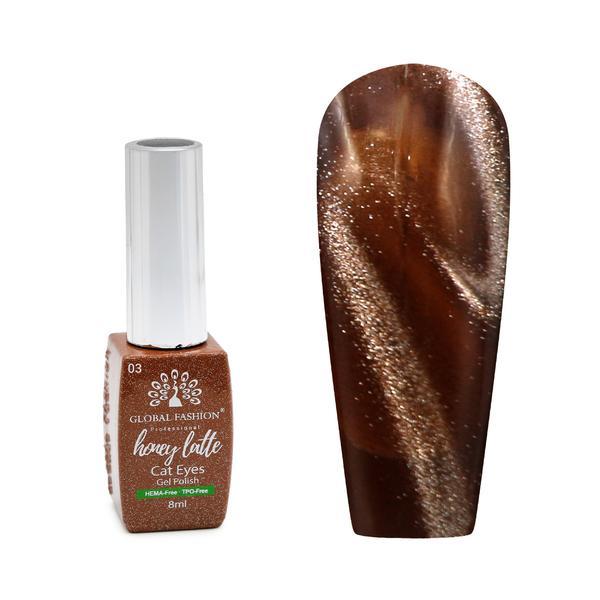 Ojă semipermanentă ochi de pisică Honey Latte 8 ml, 03