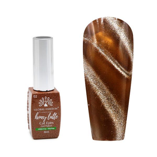 Ojă semipermanentă ochi de pisică Honey Latte 8 ml, 02
