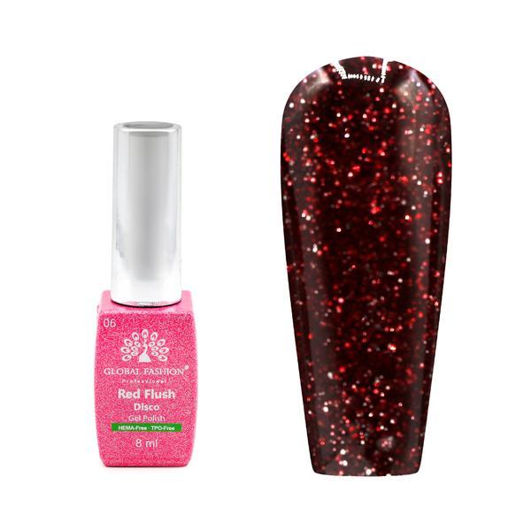 Ojă semipermanentă Red Flush Disco 8 ml, 06