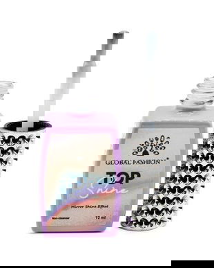 Top pentru unghii cu efect de oglinda Top Shine fără strat lipicios, 12 ml, 01
