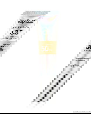 Crema CC cu Protectie Solara SPF 50+ UVB si UVA - Topface Natural Glow CC Color Correcting Cream &amp; Concealer, PT472.005, 30 ml