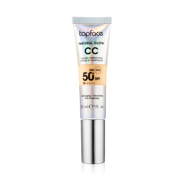 Crema CC cu Protectie Solara SPF 50+ UVB si UVA - Topface Natural Glow CC Color Correcting Cream &amp; Concealer, PT472.005, 30 ml