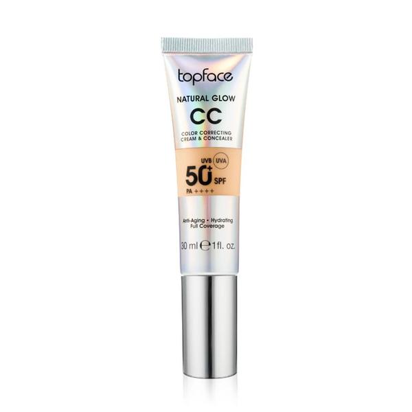 Crema CC cu Protectie Solara SPF 50+ UVB si UVA - Topface Natural Glow CC Color Correcting Cream &amp; Concealer, PT472.006, 30 ml