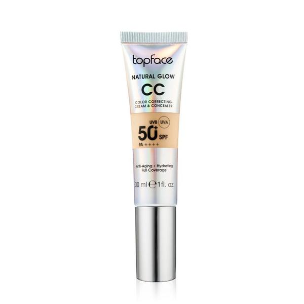 Crema CC cu Protectie Solara SPF 50+ UVB si UVA - Topface Natural Glow CC Color Correcting Cream &amp; Concealer, PT472.008, 30 ml