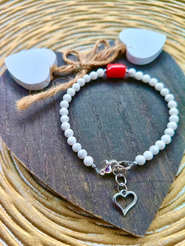 Bratara MARTISOR HOWLIT alb & coral rosu