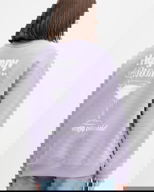 HUGO Blue hanorac oversized femei din bumbac Classic Crew_B_3