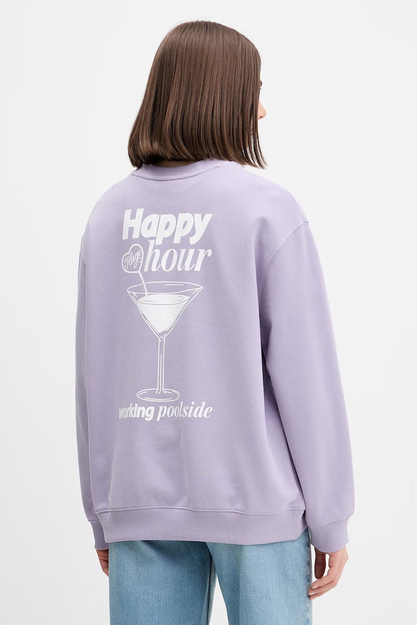 HUGO Blue hanorac oversized femei din bumbac Classic Crew_B_3