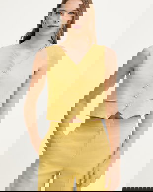 iBlues vestă cu un singur rând de nasturi damă cu amestec de in GABARRA