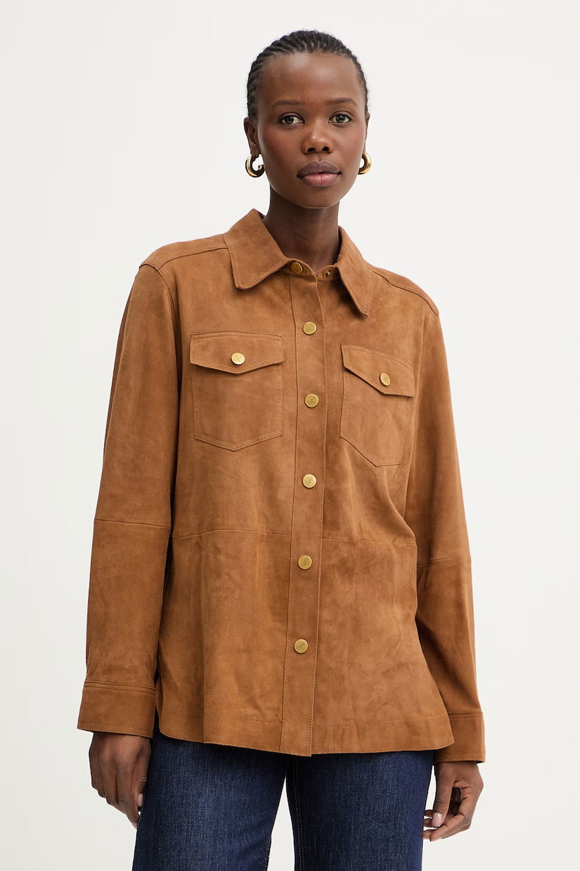 Luisa Spagnoli cămașă de damă din piele întoarsă Varenne A