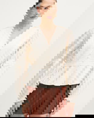 Silvian Heach Bluză tip cămașă de damă bumbac AGRIN