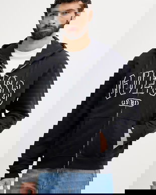 Guess hanorac cu fermoar bărbătesc de bumbac DAVIS