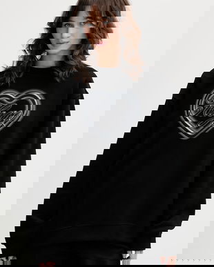 HUGO Blue hanorac oversized de damă din bumbac Classic Crew_B_3