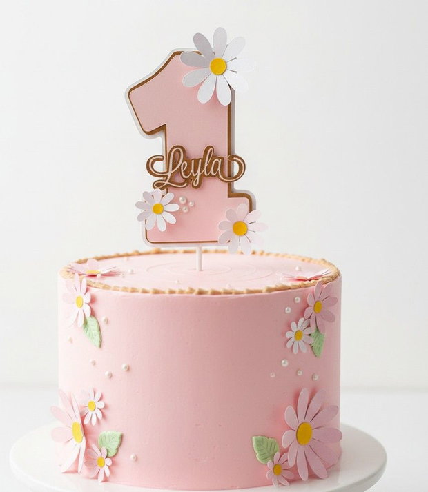 Topper tort personalizat cifră cu flori