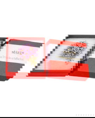 Mărțișor Broșă Buchet de Flori Mov/Lila cu Pietricele