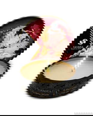 Mini lumanare de masaj si ambient Shunga cu aroma de capsuni 30 ml