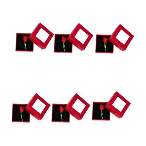 Set 6 Mărțișoare Broșă Ghiocel Roșu