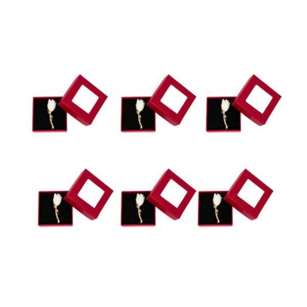 Set 6 Broșe Mărțișor Ghiocel Alb cu Tulpină Aurie