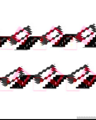 Set 6 Broșe Mărțișor Ghiocel Roșu cu Tulpină Aurie &icirc;n Cutie Cadou