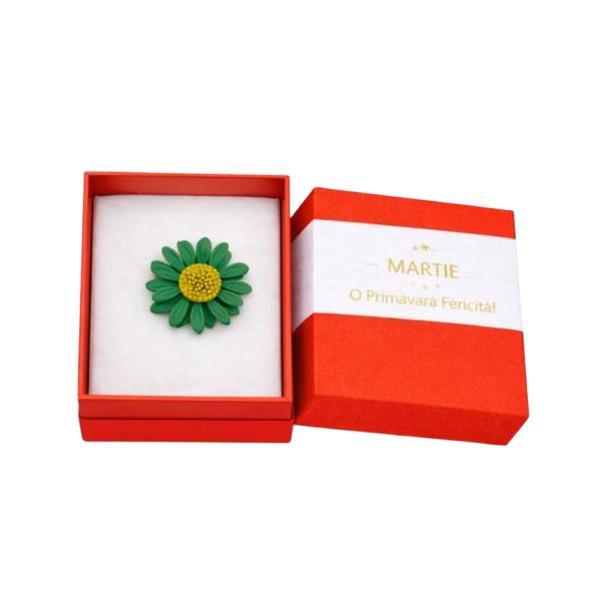 Mărțișor Broșă Floare Verde Tip Margareta