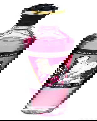 Ulei de masaj cu efect de incalzire Shunga cu aroma de zmeura 100 ml