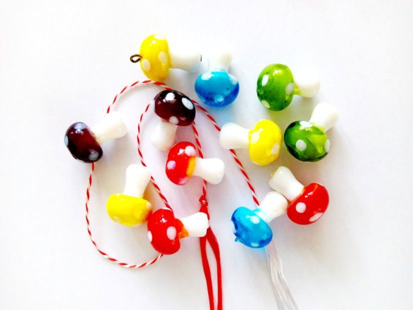 Pandantiv-Martisor,ciupercuta lampwork