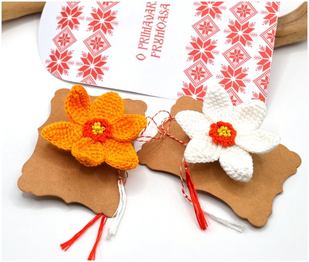 Brosa martisor narcisa crosetata