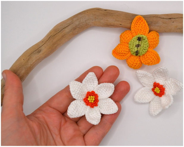 Brosa martisor narcisa crosetata