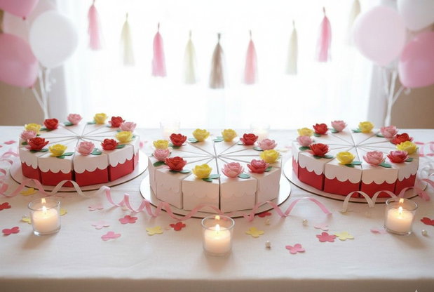 Cutii pentru mărturii sau cadouri  formă felie de tort