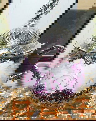 Zaharnita  spectaculoasa, portelan  cu metal    argintat,