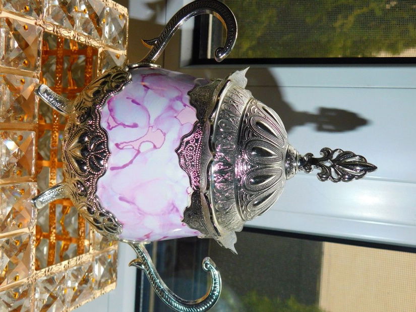 Zaharnita  spectaculoasa, portelan  cu metal    argintat,