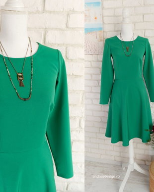 Rochie Clos cu Buzunare Verde Primavara