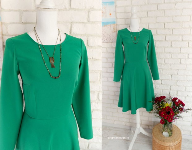 Rochie Clos cu Buzunare Verde Primavara