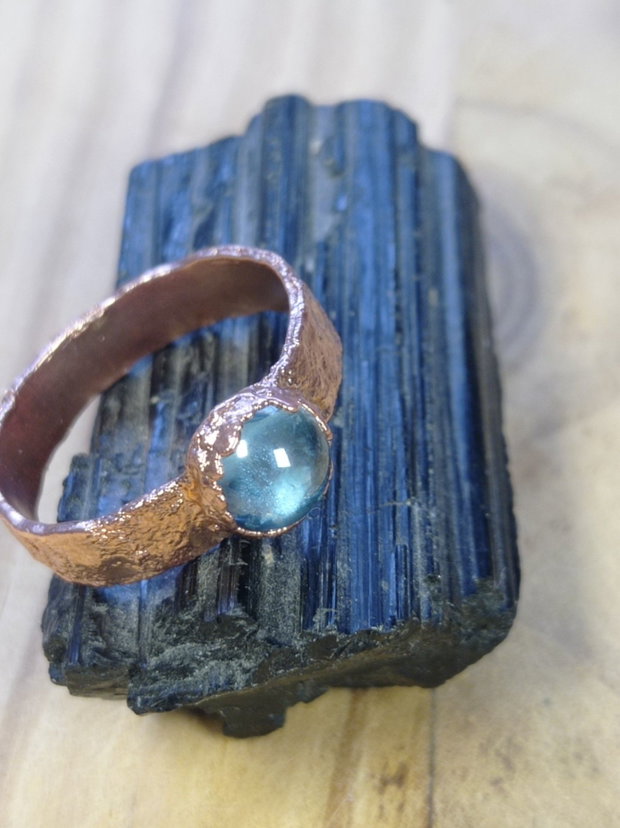 Inel din cupru, cabochon cubic zirconia