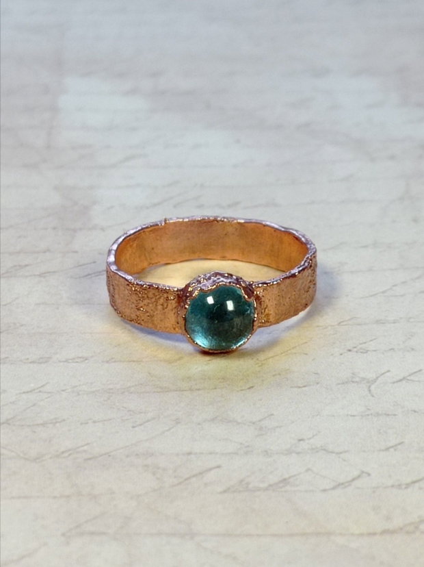 Inel din cupru, cabochon cubic zirconia