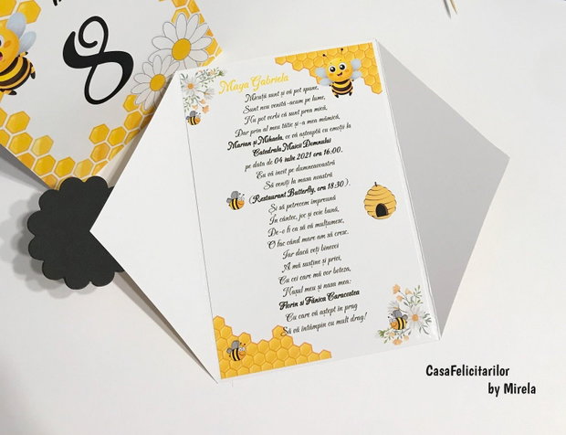 Invitații botez fetițe Albinuță