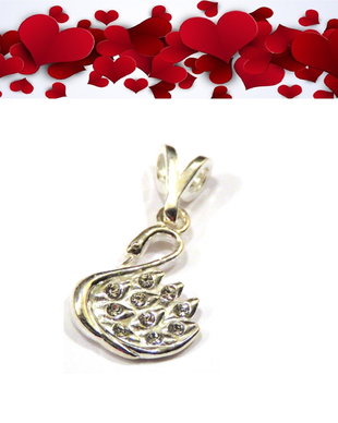 Pandantiv lebada Argint 925 si cristale albe - PA468 - martisor argint, cadou romantic, cadou iubita, bijuterii cadou, martisor cadou, martisor argint