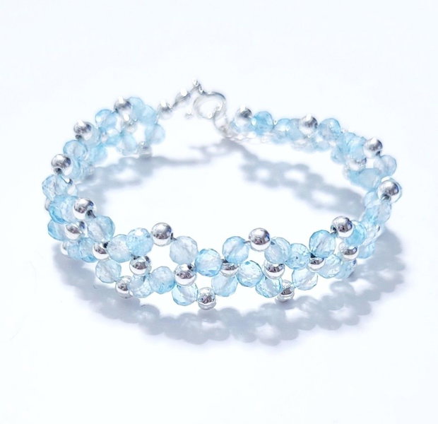 Bratara argint 925 cu topaz bleu si hematit