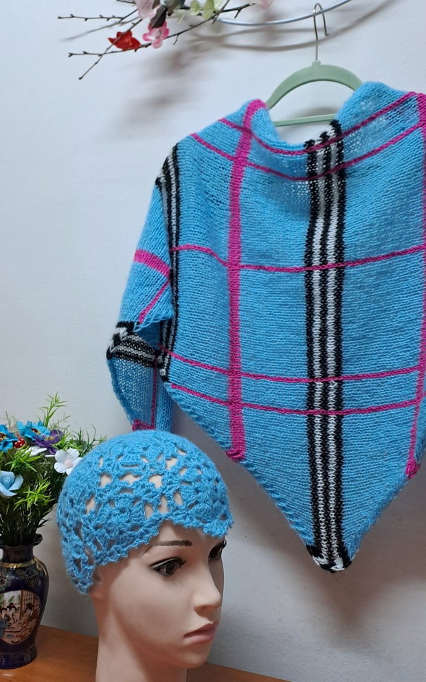 Șal,,Batick"albastru